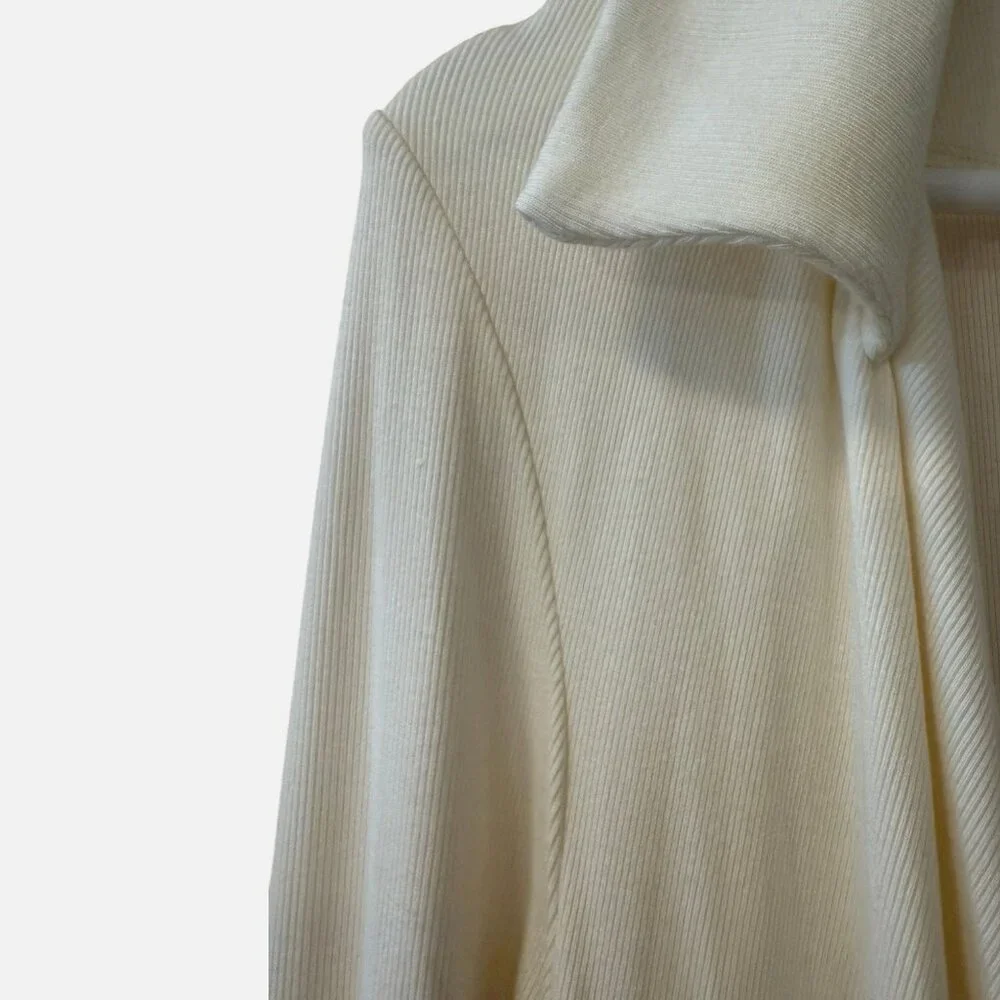 Free People Ribbed Cream Cowl Drape Neck Fitted Stretch Mini Dress size M